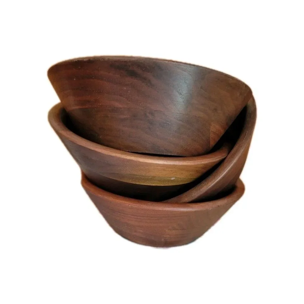 Vintage Vermillion Walnut Wood Bowls 1 Large 12